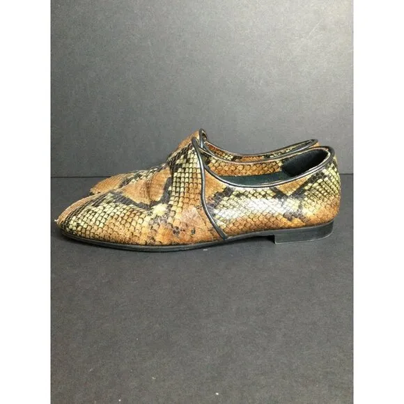 Aquatalia Revy Snake Embossed Leather Loafers Flats Multicolor Women's Size 9