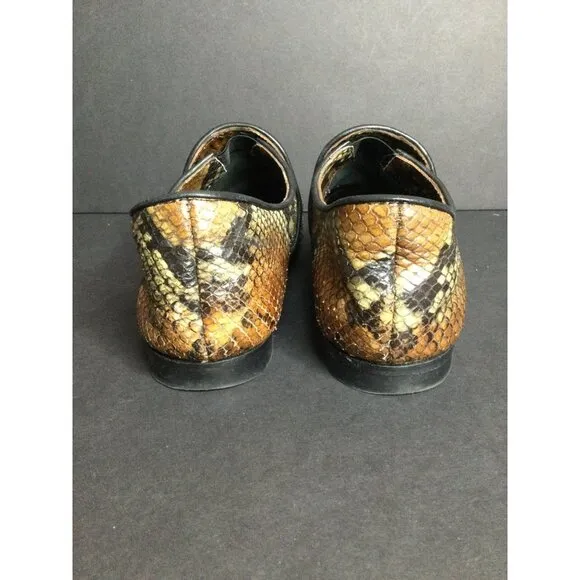 Aquatalia Revy Snake Embossed Leather Loafers Flats Multicolor Women's Size 9