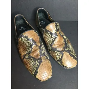 Aquatalia Revy Snake Embossed Leather Loafers Flats Multicolor Women's Size 9