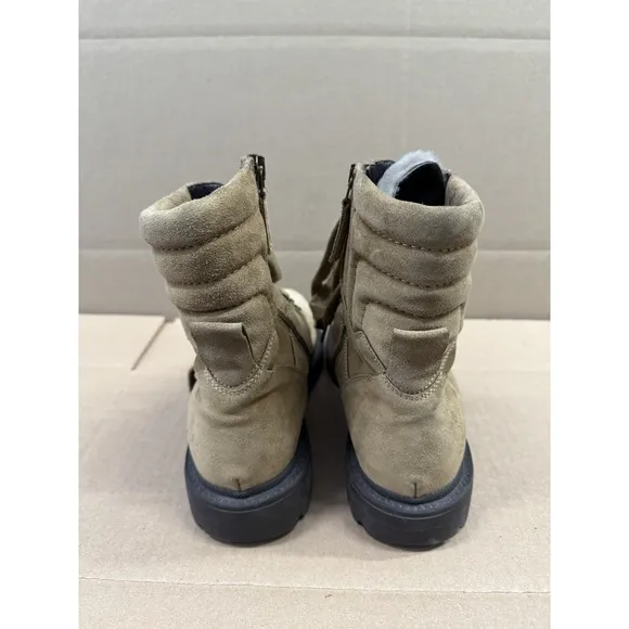 Aquatalia Shearling &amp; Leather High Ankle Boots Tan Brown Size 8