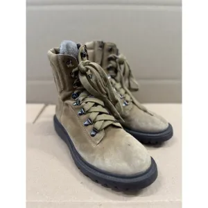 Aquatalia Shearling &amp; Leather High Ankle Boots Tan Brown Size 8