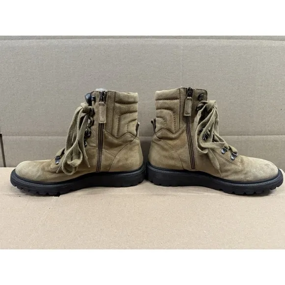 Aquatalia Shearling &amp; Leather High Ankle Boots Tan Brown Size 8
