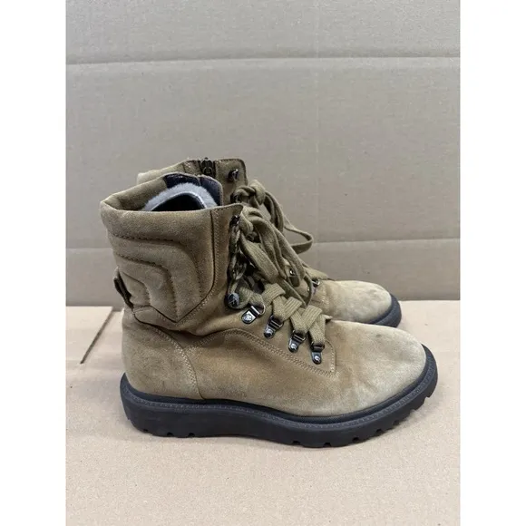 Aquatalia Shearling &amp; Leather High Ankle Boots Tan Brown Size 8