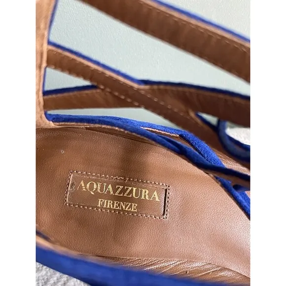 Aquazzura Blue Suede Belgravia Flats Sz 37.