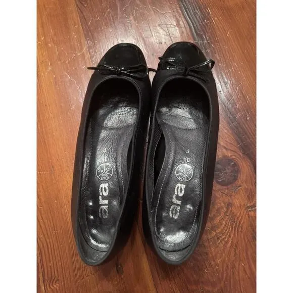 Ara Belinda Cap Toe Ballet Flats Black Women’s Size 6 Orig $170