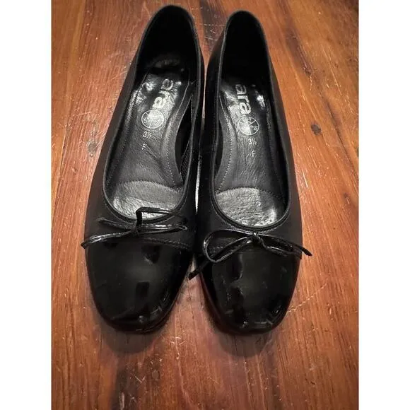 Ara Belinda Cap Toe Ballet Flats Black Women’s Size 6 Orig $170