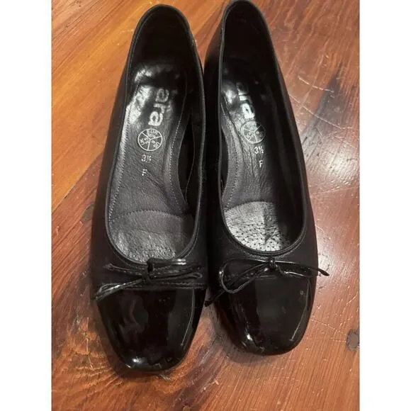 Ara Belinda Cap Toe Ballet Flats Black Women’s Size 6 Orig $170