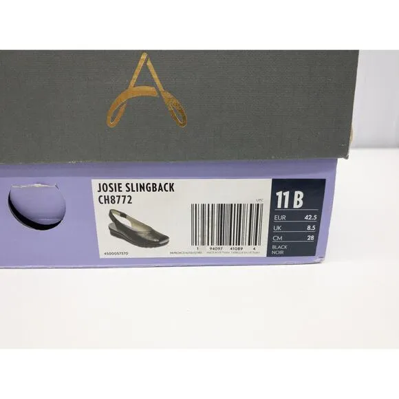 Aravon  Josie Leather Slingback Open Toe Sandal  Matte Black Flats11