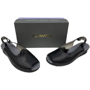 Aravon  Josie Leather Slingback Open Toe Sandal  Matte Black Flats11