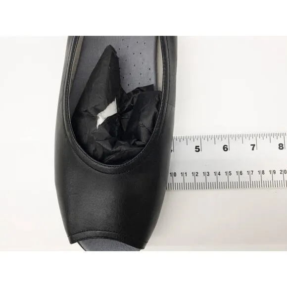 Aravon  Josie Leather Slingback Open Toe Sandal  Matte Black Flats11