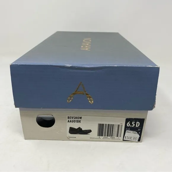 Aravon Women's Revshow Mary Jane Black Flats AAU01BK WIDE