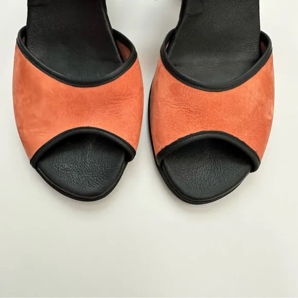 Arche Leiga Heels Sandals Black Orange Leather Women’s Size 37 *MinorWear