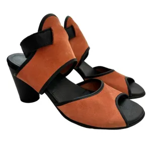Arche Leiga Heels Sandals Black Orange Leather Women’s Size 37 *MinorWear