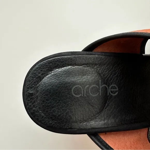Arche Leiga Heels Sandals Black Orange Leather Women’s Size 37 *MinorWear