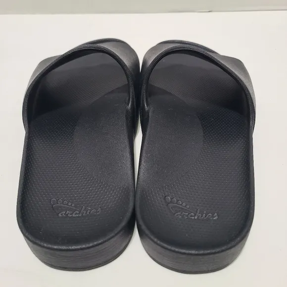 ARCHIES Arch Support Comfort Slide Sandals UNISEX Black Men's Size 8