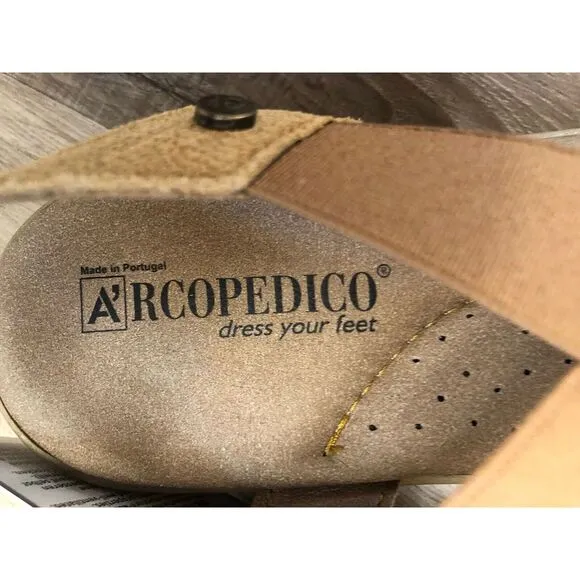 Arcopedico Monterey Sandals US 9 40 Made in Portugal Snake Biscuit NEW‎