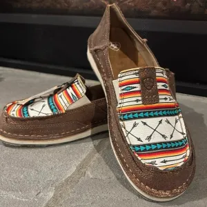 Ariat cruiser Aztec Arrow print rose gold slip on loafers moc toe suede upper
