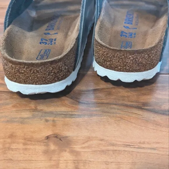 Arizona Metallic Silver Soft Footbed Slide Leather