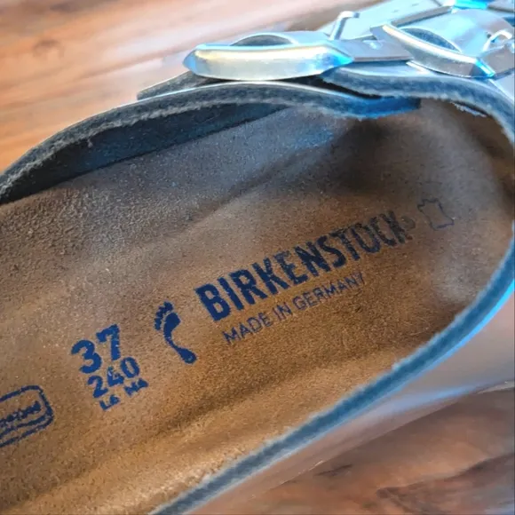 Arizona Metallic Silver Soft Footbed Slide Leather