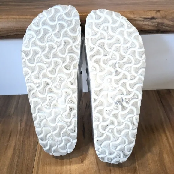 Arizona Metallic Silver Soft Footbed Slide Leather