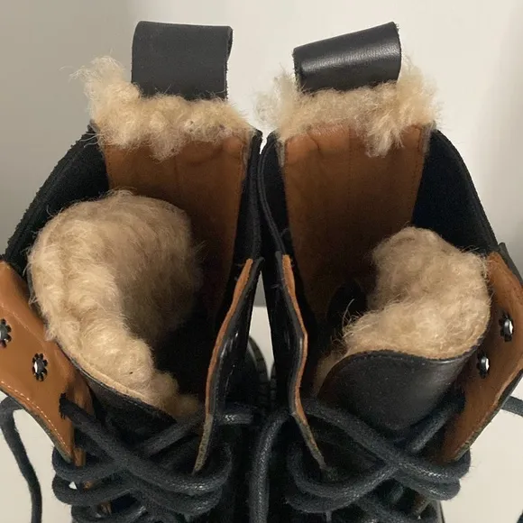 ATP ATELIER PLATFORM COMBAT BOOTS WITH SHEARLING DETAILS