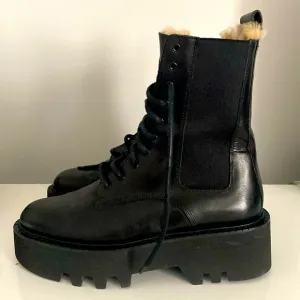 ATP ATELIER PLATFORM COMBAT BOOTS WITH SHEARLING DETAILS