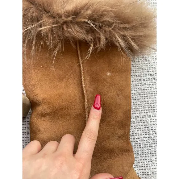 AUSTRALIA LUXE COLLECTIVE Foxy tall real raccoon fur shearling pull on boots