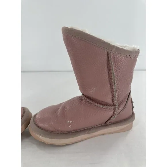 Australia Luxe Collective Girls Boots Size 10 US Pink Leather Shearling Cosy