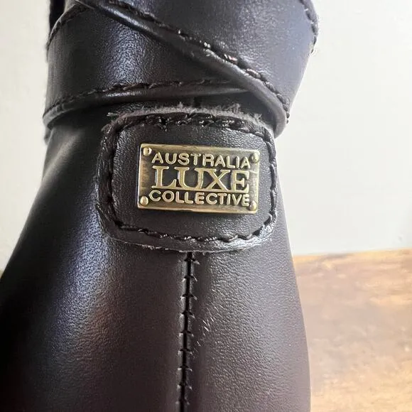 Australia Luxe Collective Mercy Knit Boots 9 Wool Shearling Leather Buckle Block