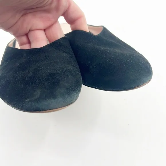 Avec Les Filles Black Suede Flats Bella size 9 Mules