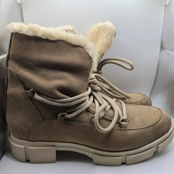 AVELLINI PORTUGAL SUEDE SHEARLING SHERPA LACEUP BOOTS SIZE 8