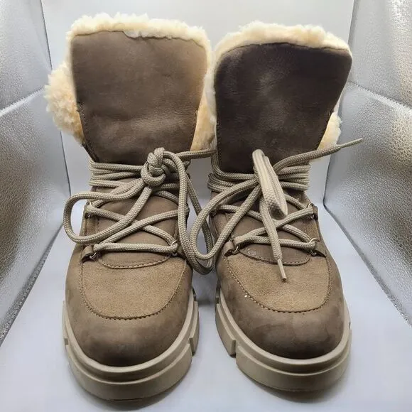 AVELLINI PORTUGAL SUEDE SHEARLING SHERPA LACEUP BOOTS SIZE 8