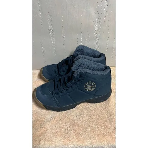 Azooken Blue Winter Trekking Snow Hiking Sport Faux Fur Boots Mens sz45