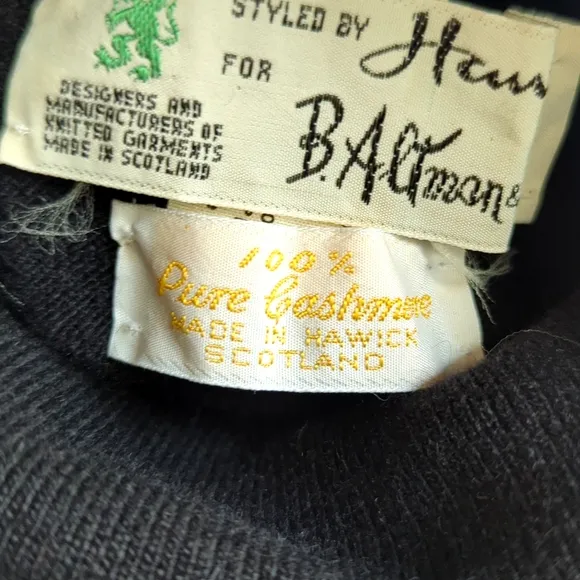 B. Altman &amp; Co. 70's Vintage Deadstock Pure Cashmere Turtleneck Sweater Black S