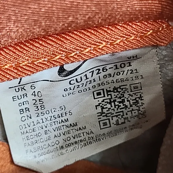 B18 NIKE DUNK LOW SP SYRACUSE CU1726-101 Size 7 US