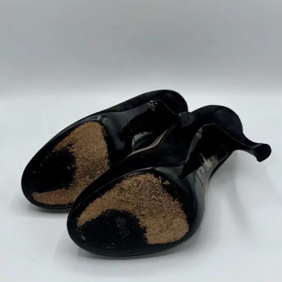 Balenciaga Black Genuine Suede Platform with Bronze Leather Pumps Heels
