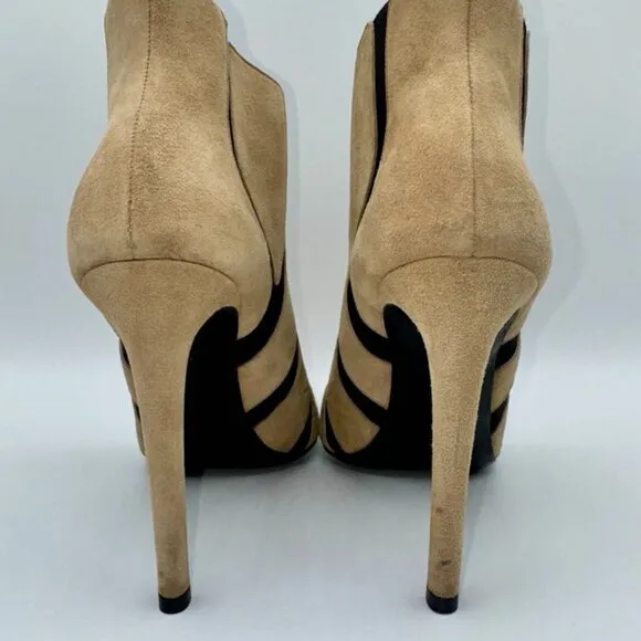 Balenciaga Paris Black and Tan Suede Pumps Heels SZ Euro 38.5 US Size 8.5