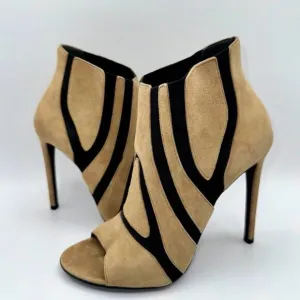 Balenciaga Paris Black and Tan Suede Pumps Heels SZ Euro 38.5 US Size 8.5