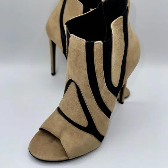 Balenciaga Paris Black and Tan Suede Pumps Heels SZ Euro 38.5 US Size 8.5
