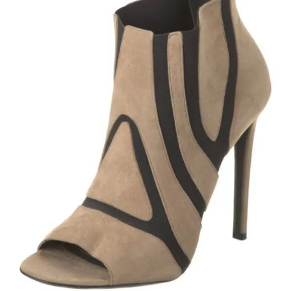 Balenciaga Paris Black and Tan Suede Pumps Heels SZ Euro 38.5 US Size 8.5