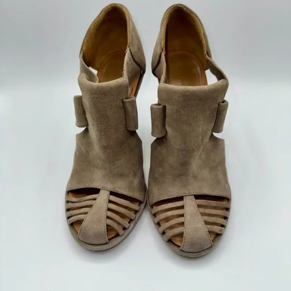 Balenciaga Tan/Taupe Genuine Suede Platform Mules Pumps Heels Size Euro 37