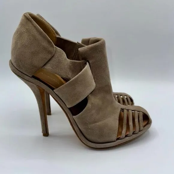 Balenciaga Tan/Taupe Genuine Suede Platform Mules Pumps Heels Size Euro 37