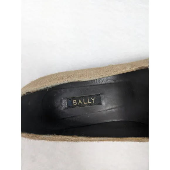 Bally Fregate Loafer Flats Tan Horsehair 7.5 Square Toe