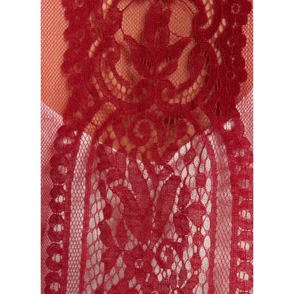 Band Of Gypsies Ainsley Maxi Duster Sheer Lace Tie Front Dusty Rose Small NWT