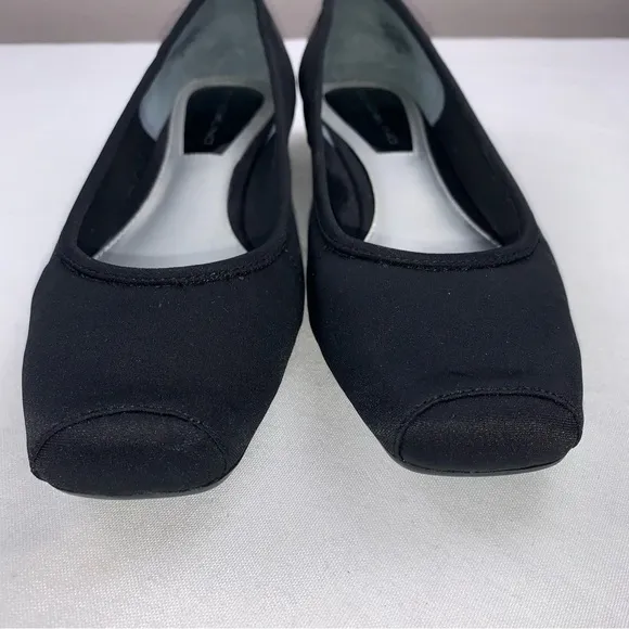 Bandolino Matte Black Fabric Square Pointe Shoe Style Low Heel Ballet Flats Sz 7