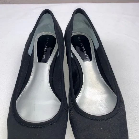 Bandolino Matte Black Fabric Square Pointe Shoe Style Low Heel Ballet Flats Sz 7