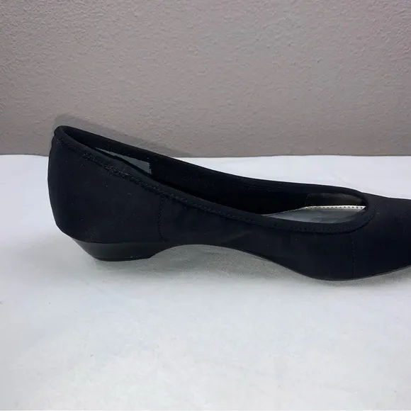 Bandolino Matte Black Fabric Square Pointe Shoe Style Low Heel Ballet Flats Sz 7