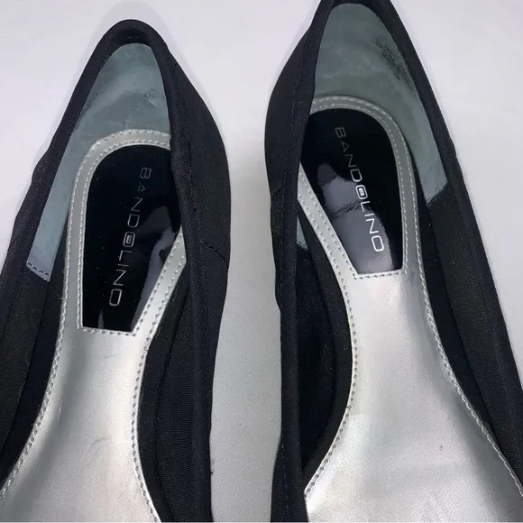 Bandolino Matte Black Fabric Square Pointe Shoe Style Low Heel Ballet Flats Sz 7