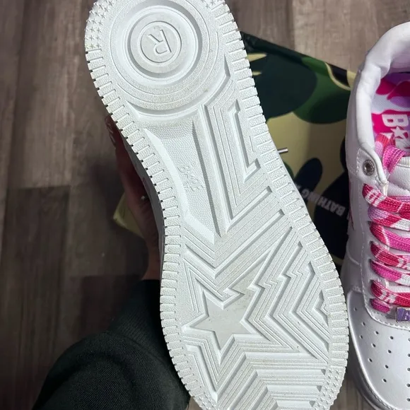 BAPE White and Pink Sneakers