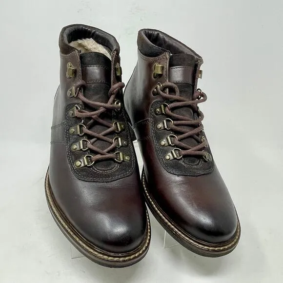 Bar III Boyd Leather Ankle Shearling Lined Boots Men's 9 Brown  1,7,1,6:S1457